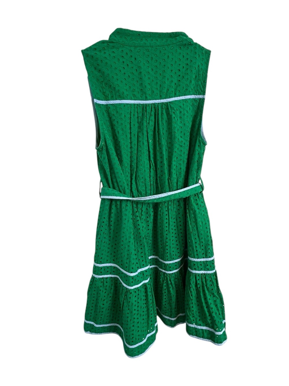 Crown & Ivy Green Eyelet Sleeveless Tie Waist Mini Dress Size Small NWT - Picture 5 of 11
